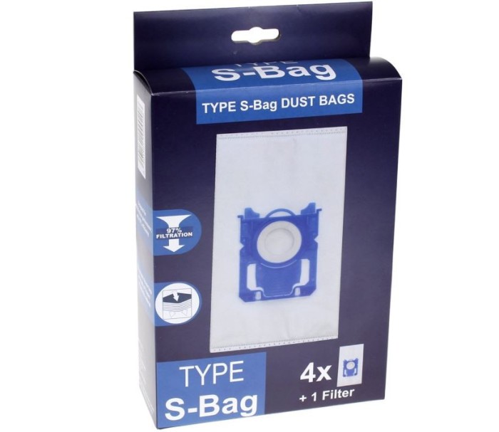 Set 4 saci aspirator S-bag + 1 filtru, pentru Philips, AEG, Electrolux, compatibil FC802103