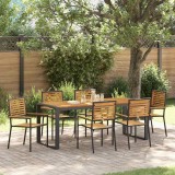 VidaXL Set de masă pentru grădină 7 pcs Negru 200 x 80 x 75 cm