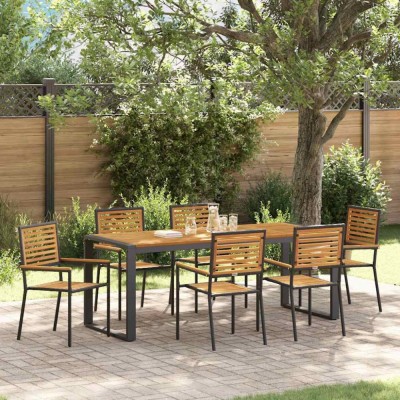 vidaXL Set de masă pentru grădină 7 pcs Negru 200 x 80 x 75 cm 3365484 foto