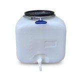 Bidon Rezervor 100 litri, Sterk Plastic, patrat cu cerc metalic si robinet, 50x50x50 cm, plastic alb sau albastru