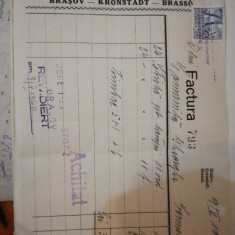Factura 1940 Jekelius&Stotz pravalie de sticlarie, portelan Brasov, Comanita Gh