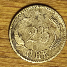 Danemarca - moneda de colectie raruta - 25 ore 1874 -Christian IX- greu de gasit