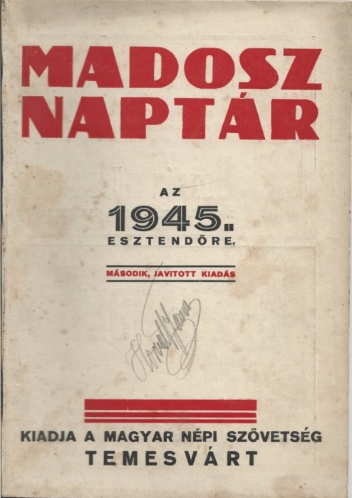 C9080N MADOSZ napt&aacute;r az 1945 esztendőre, Timișoara