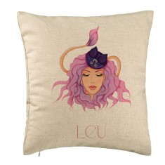 Perna Decorativa, Model Zodia Leu, 40x40 cm, Bej, Husa Detasabila, Burduf foto