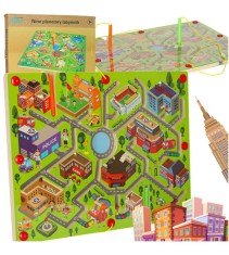 Labirint Magnetic Educațional pentru Copii, Joc Interactiv City Maze cu Bile si Markere Magnetice