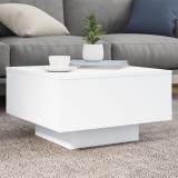VidaXL Măsuță de cafea cu lumini LED, alb, 55x55x31 cm