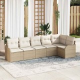 vidaXL Set de canapele pentru grădină cu pernă 6 pcs Bej Rattan poli