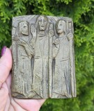 PLACHETA DIN BRONZ VINTAGE UCENICII &Icirc;N DRUM SPRE EMAUS DE ARTISTUL JOSEPH KRAUTWALD