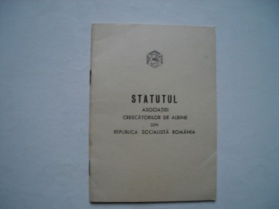 Statutul Asociatiei crescatorilor de albine din RSR foto