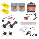 Kit complet gard electric 12/220V, 14J, fir 2000 m, 200 izolatori Breckner