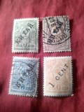 4 Timbre Rusia - Posta Rusa in China - supratipar Kitai , 70kop 1910 stampilat si 2kop 1908 nestampilat, 7kop1907 filigran vertical ,1cent/1kop 1917