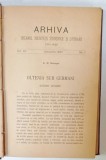 ARHIVA , ORGANUL SOCIETATII STIINTIFICE SI LITERARE DIN IASI , VOLUMUL III , COLEGAT DE 11 NUMERE CONSECUTIVE , IANUARIE - NOIEMBRIE , 1892