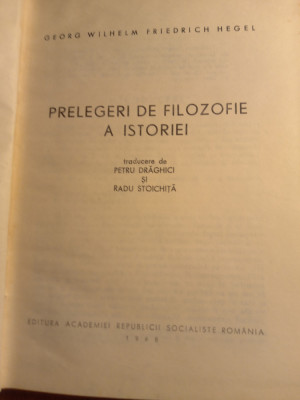 Hegel prelegeri de filozofie a istoriei foto