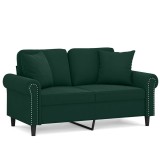 Cumpara ieftin Canapea cu 2 locuri cu pernute, verde inchis, 120 cm, catifea