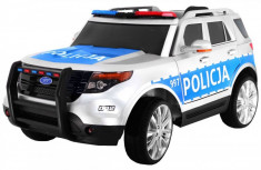 Masinuta electrica SUV de politie, gri cu albastru foto