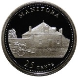 D2 Canada 25 cents 1992/ 125th Anniversary of Canadian Confederation/ Manitoba/argint .925 ,6 g / /Proof