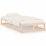 Cadru de pat single 3FT, negru, 90x190 cm, lemn masiv