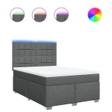 Cumpara ieftin Pat continental cu saltea, gri inchis, 160x200 cm, tesatura