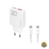 Incarcator Retea cu Cablu USB-C Dudao A30EUT 30W 3A 1 x USB-A - 1 x USB-C Alb