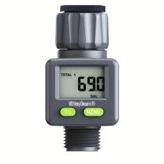 Apometru digital de apă pentru irigat, afișaj LCD, compatibil furtun grădină, 3/4&quot; si 1&quot;, măsurare volum apă &icirc;n litri și galoane