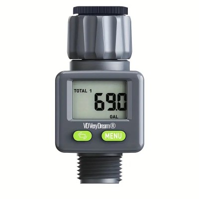 Apometru digital de apă pentru irigat, afișaj LCD, compatibil furtun grădină, 3/4&amp;quot; si 1&amp;quot;, măsurare volum apă &amp;icirc;n litri și galoane foto