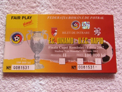 Bilet meci fotbal Dinamo Bucuresti-Rapid Bucuresti(Finala Cupei Romaniei 2002) foto