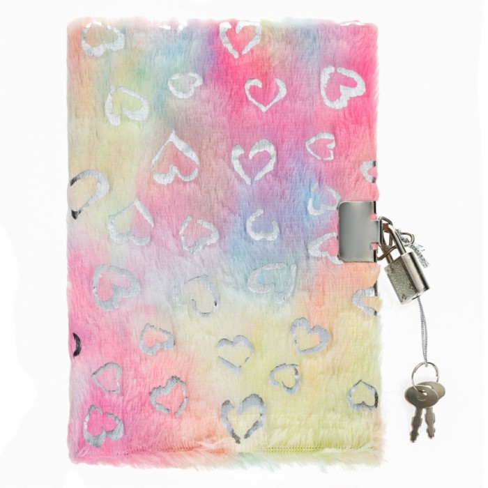 Carnet Notițe A6, Fancy, Copertă Imitatie Blană, Lacăt Metalic, Multicolor, 80 File