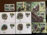 Rwanda - gorila - serie 4 timbre MNH, 4 FDC, 4 maxime, fauna wwf