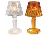 Cumpara ieftin Set 2 veioze plastic maro ambra transparent cu led &Oslash; 6,5 cm x 12 H