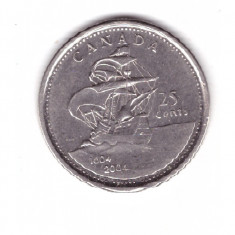 Moneda Canada 25 cents/centi 2004 Saint Croix Island, stare foarte buna, curata