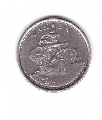 Moneda Canada 25 cents/centi 2004 Saint Croix Island, stare foarte buna, curata foto