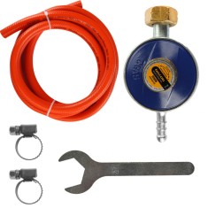Set regulator reglabil butelie gaz GPL Propan/Butan , furtun 2 metri, 2 coliere, cheie RSGR2 ROTOR Innovative ReliableTools