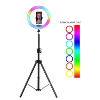 Lampa circulara LED 56 cm diametru RGB,trepied 200 cm inlcus foto