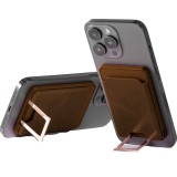 Accesoriu pentru telefon 3 in 1 flippy, incarcator wirelles magsafe, portofel si suport, maro
