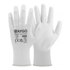 Set 12 perechi de manusi de lucru KAYGO, marimea 10, XL, bumbac, poliuretan, alb