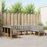 vidaXL Set de canapele de exterior cu pernă 9 pcs Alb și gri deschis 3389869