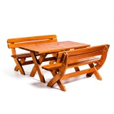 Set mobilier gradina din lemn, pentru 6 persoane, culoare cires - Garnitura Wien | Treva