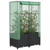 Strat Inaltat Gradina Gossi cu Sera, Ratan, 80x40x138cm, Negru/Verde, Polipropilena/Polietilena, Husa Rezistenta Apa