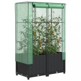 Strat &icirc;nălțat cu husă de seră, aspect ratan, 80x40x138 cm