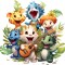 Sticker decorativ, Animale Cantarete, Albastru, 62 cm, 1349STK-4