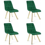 Cumpara ieftin Set 4 scaune bucatarie/living, Artool, Cieza, catifea verde, picioare metal auriu, 49x60x87 cm