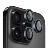 Folie de protectie Camera Spate Blueo Metal Frame pentru Apple iPhone 15 Pro Max, Sticla Securizata, Albastra