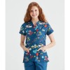 Bluza medicala albastra cu imprimeu, Model Ambulanta - M