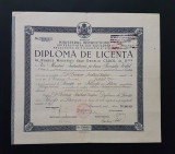 Diploma 1937 de licenta in filosofie si litere , per. regalista