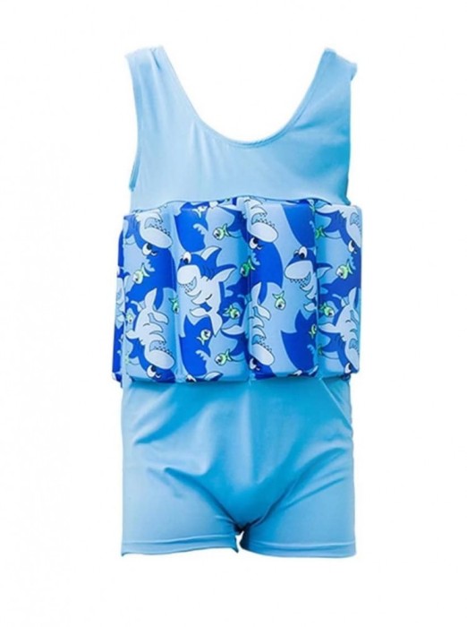 Costum de inot plutitor pentru copii YAGATA, albastru, 90, 1-2 ani - OUTLET