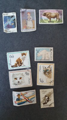 Lot 10 timbre straine Polonia, Ungaria, Mongolia, S Tome anii 70-80 stampilate foto