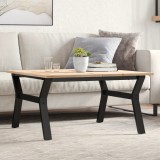 VidaXL Masă de cafea, cadru Y, 90x90x45 cm, lemn masiv pin și Oţel