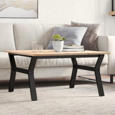 vidaXL Masă de cafea, cadru Y, 90x90x45 cm, lemn masiv pin și Oţel 3282709 foto