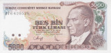 Bancnota Turcia 5.000 Lire 1970 (1990) - P198 UNC