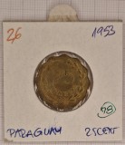 Paraguay, 25 centimos 1953, KM#27,, America Centrala si de Sud